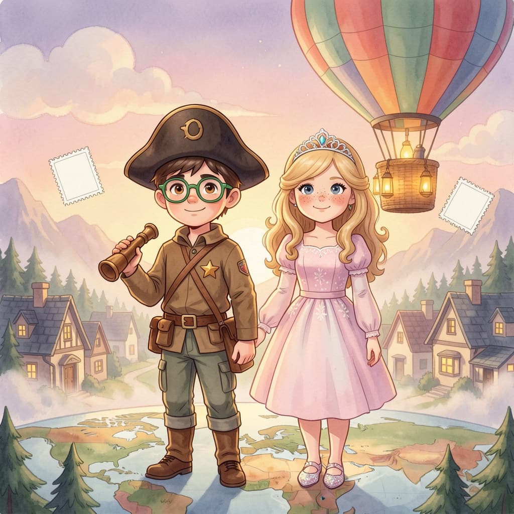 Lumi et Sasha en montgolfière au-dessus de la Vallée des Lumières